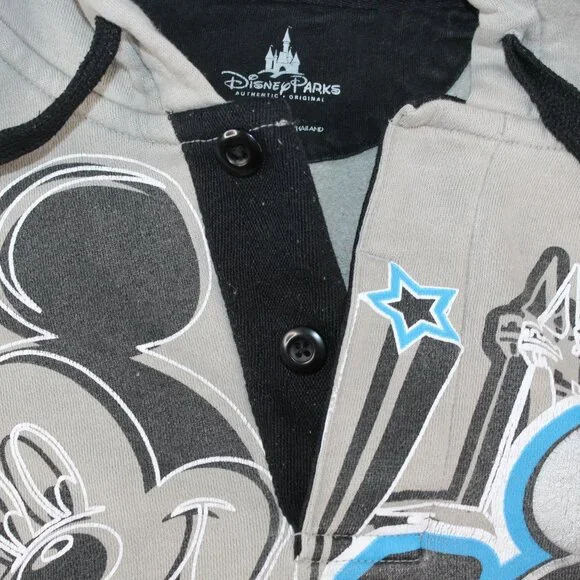 Disneyland Resort Unisex XL 2 Btn Gray Hoodie Mickey Mouse Embroidered Graphic - Picture 7 of 11
